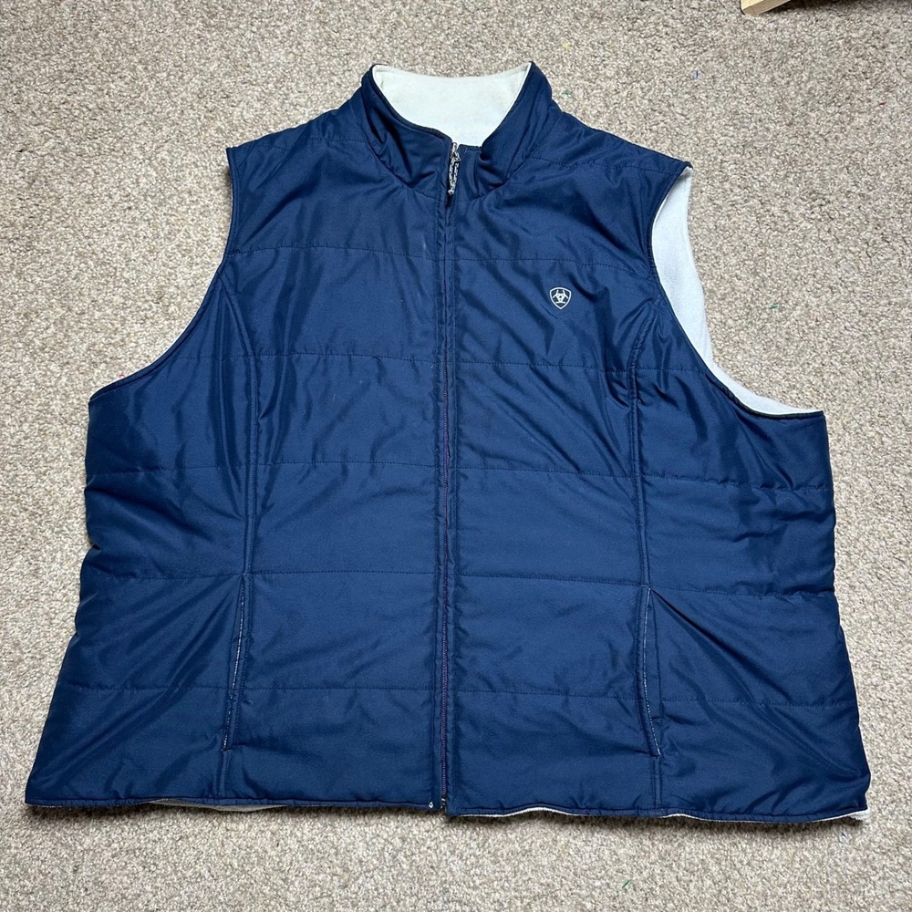 Ariat Womens Vest 3X Navy Blue Quilted Puffer Fleece Lined Sleeveless Jacket